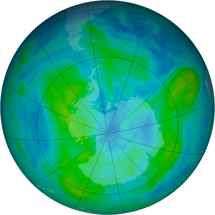 Antarctic ozone map for 14 March 1987